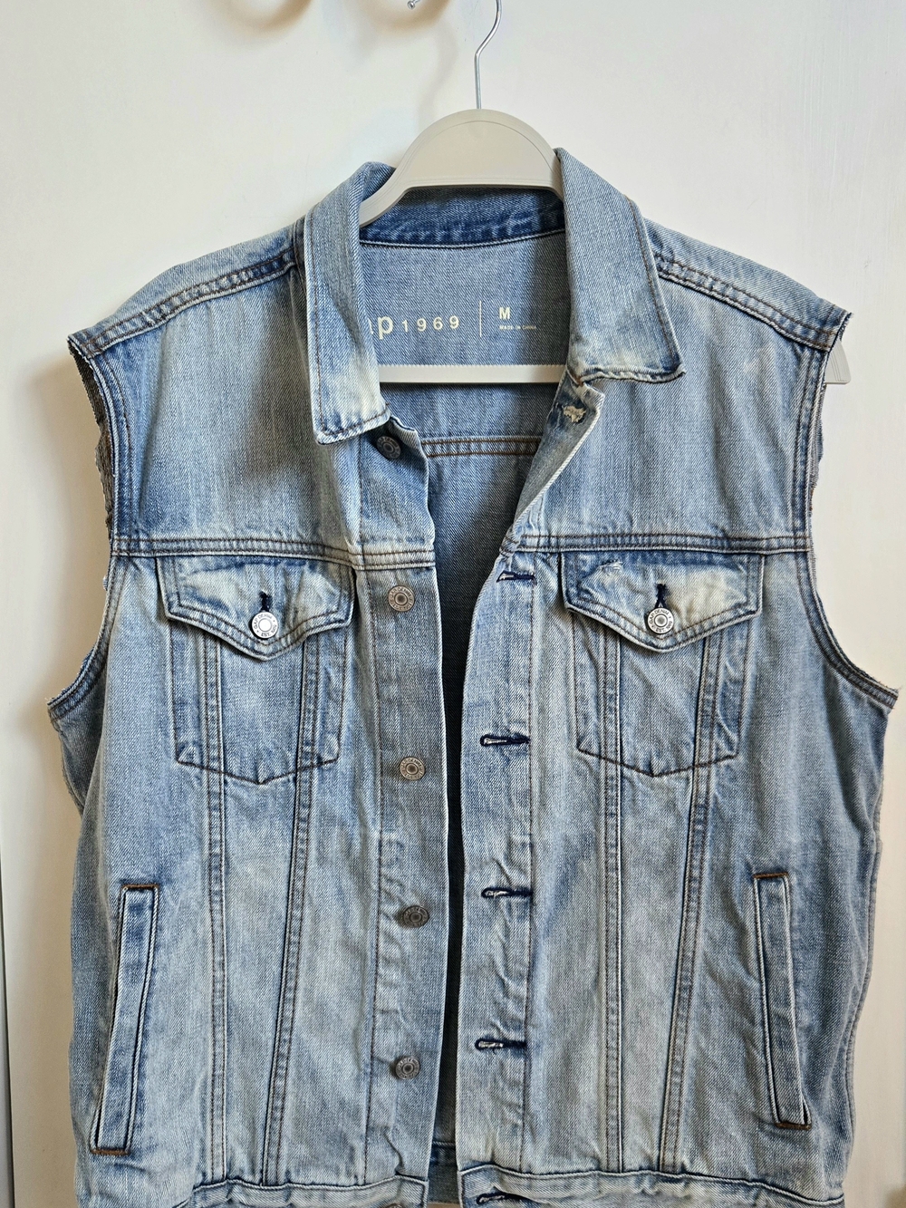 Light Wash Denim Vest - GAP 1969, Blue
